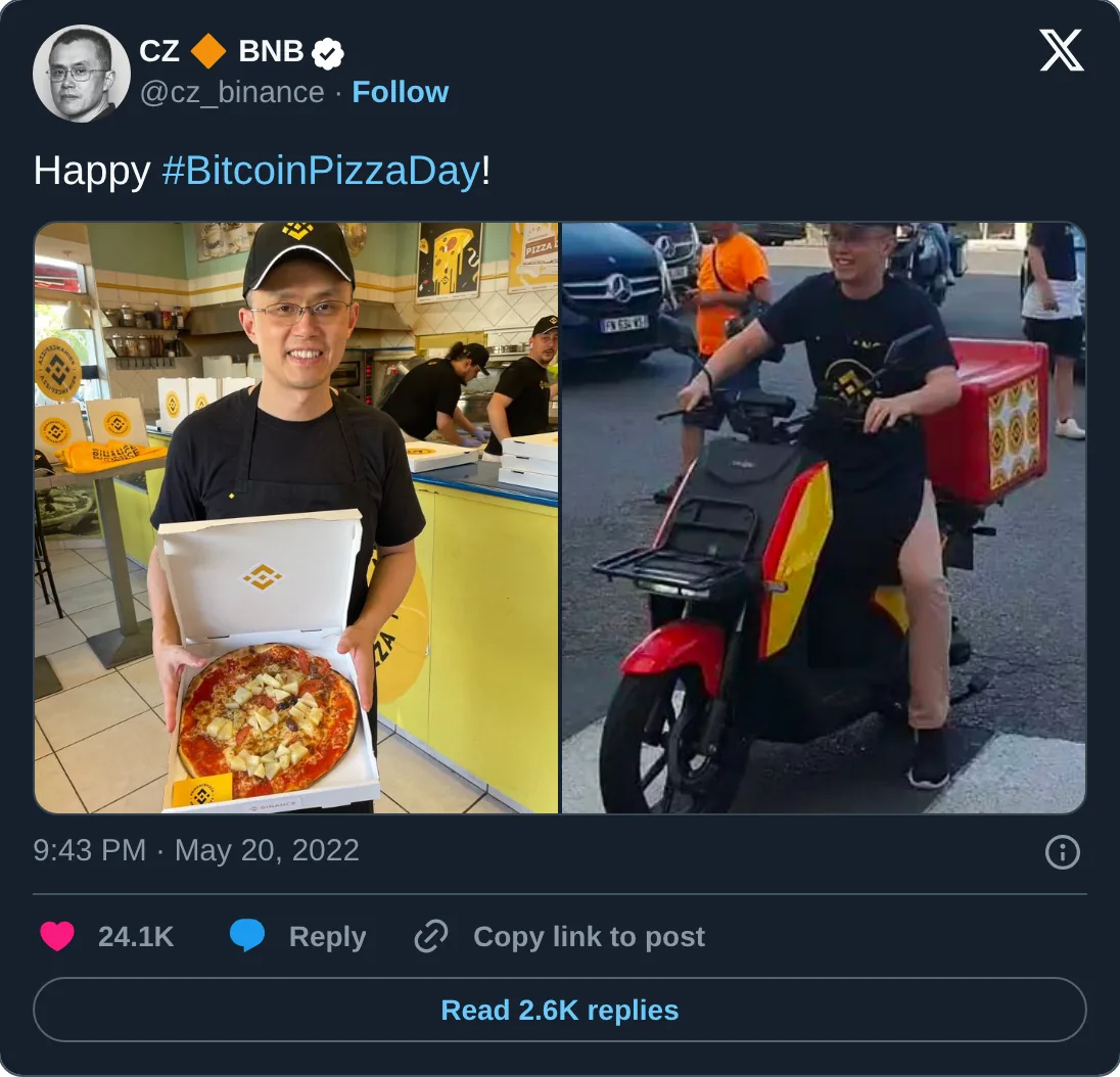 CZ on X: Happy #BitcoinPizzaDay!